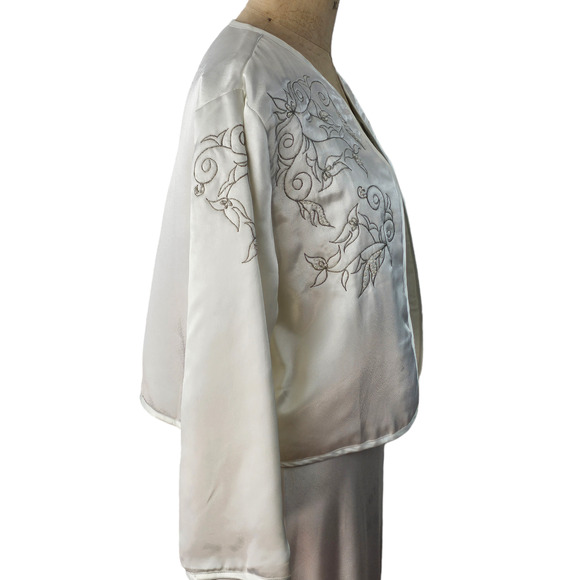 VTG Victoria Secret Gold label white 2 piece slip gown and bed jacket Small - Picture 12 of 16